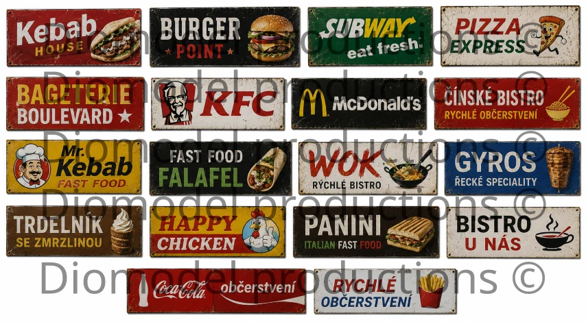 Czech fast food signs modern