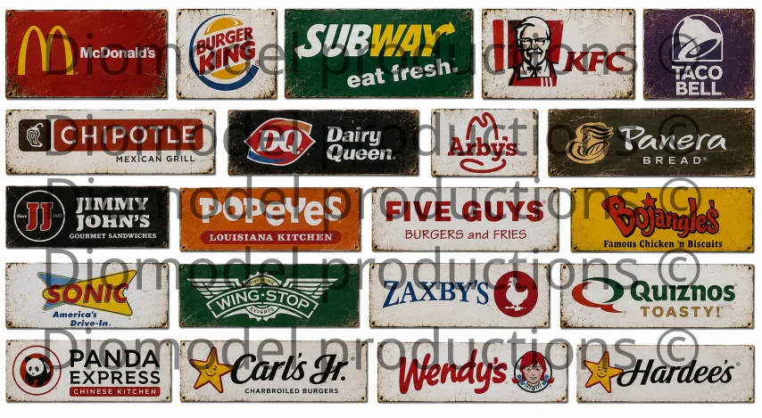 American fast food signs modern