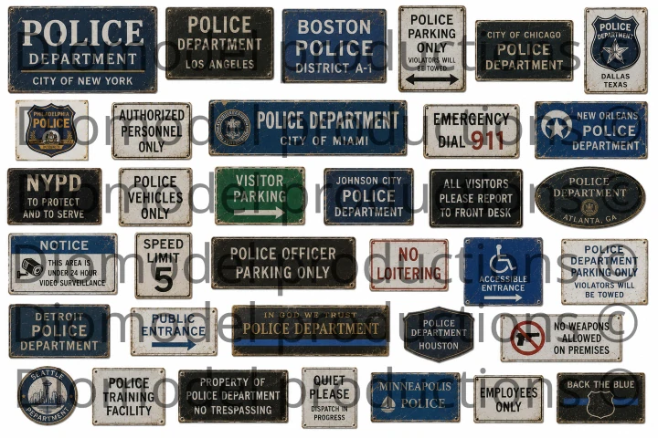American police station signs modern