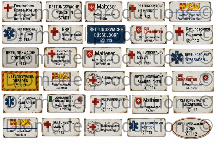 German ambulance station signs modern