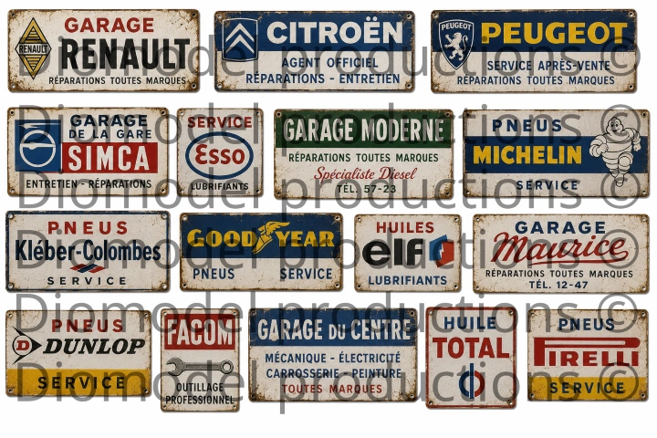 French auto repair & tire service shop signs 60‘s