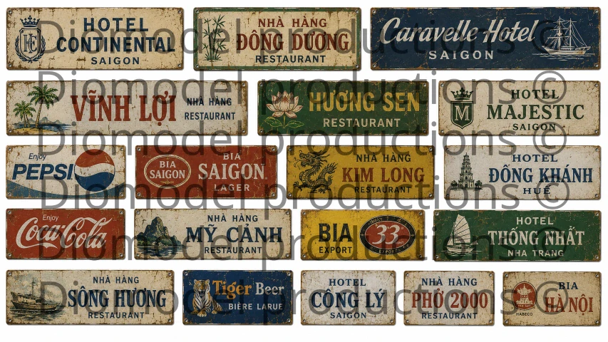 Vietnam hotel & restaurant signs 60‘s