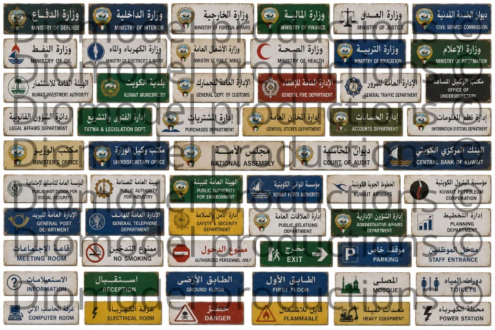Kuwaiti office building signs 1991