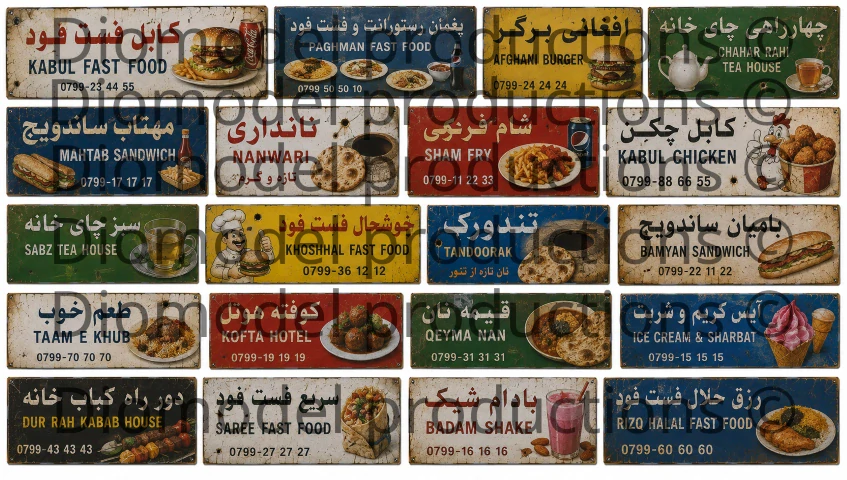 Afghan fast food signs modern