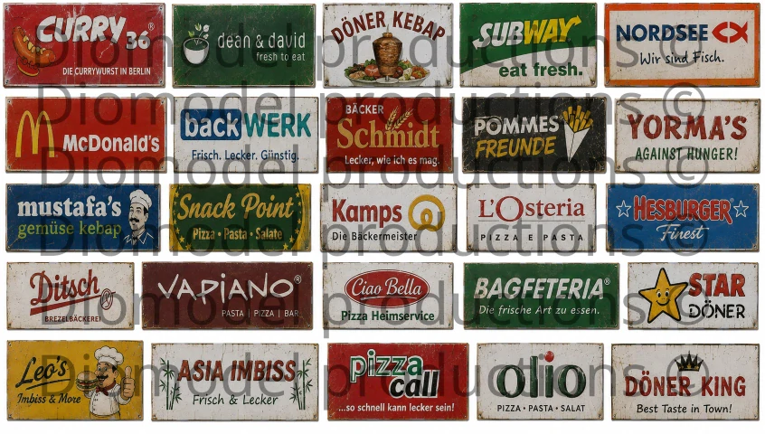 German fast food signs modern