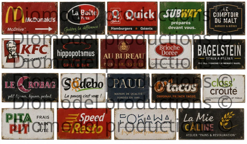 French fast food signs modern