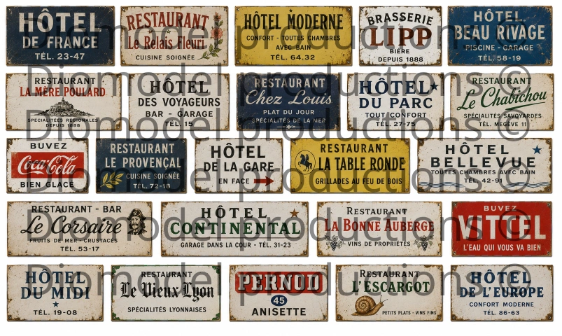 French hotel & restaurant signs 60‘s