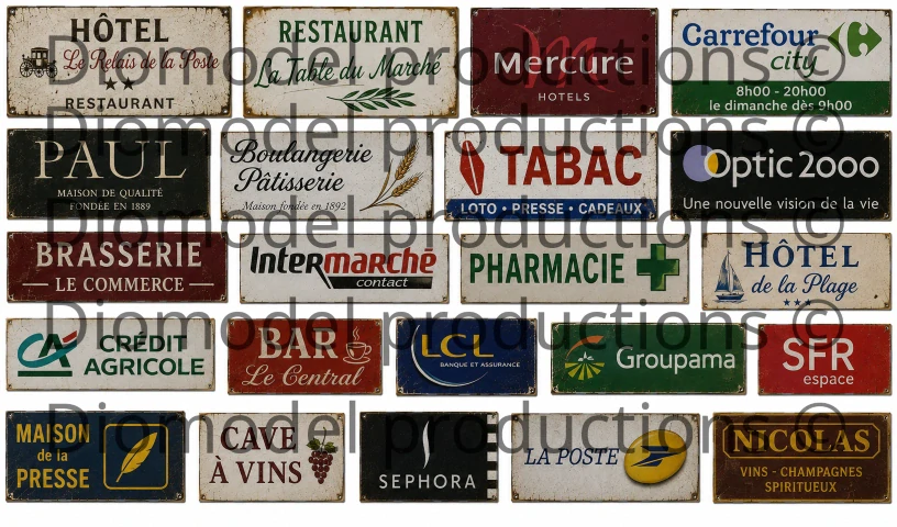 French commercial signs modern