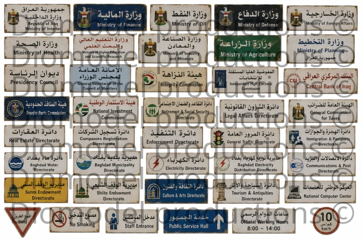 Iraqi office building signs
