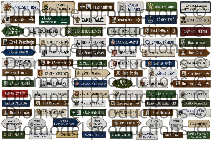 Czech castles & chateaux signs