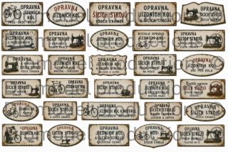 Czech bicycle repair shop signs