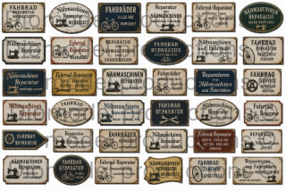 German bicycle repair shop signs