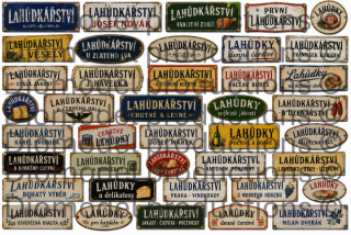 Czech delicatessen shop signs