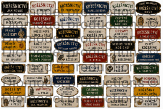 Czech furrier shop signs