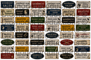 Czech beauty & barber shop signs