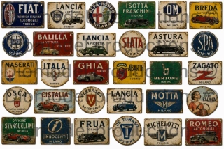 Italian car manufacturer ad. signs