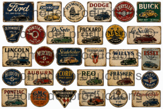 American car manufacturer ad. signs