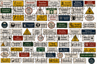 German industrial warning signs