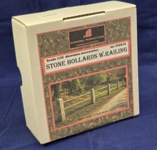 Stone bollards with railing