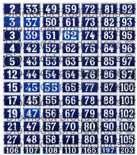 House numbers blue small set