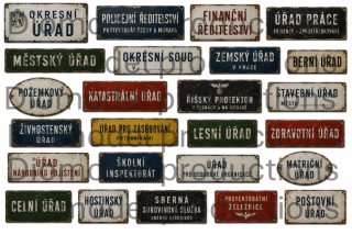 Signs for Czech office buildings